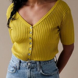 Callahan stretchy knit button down top